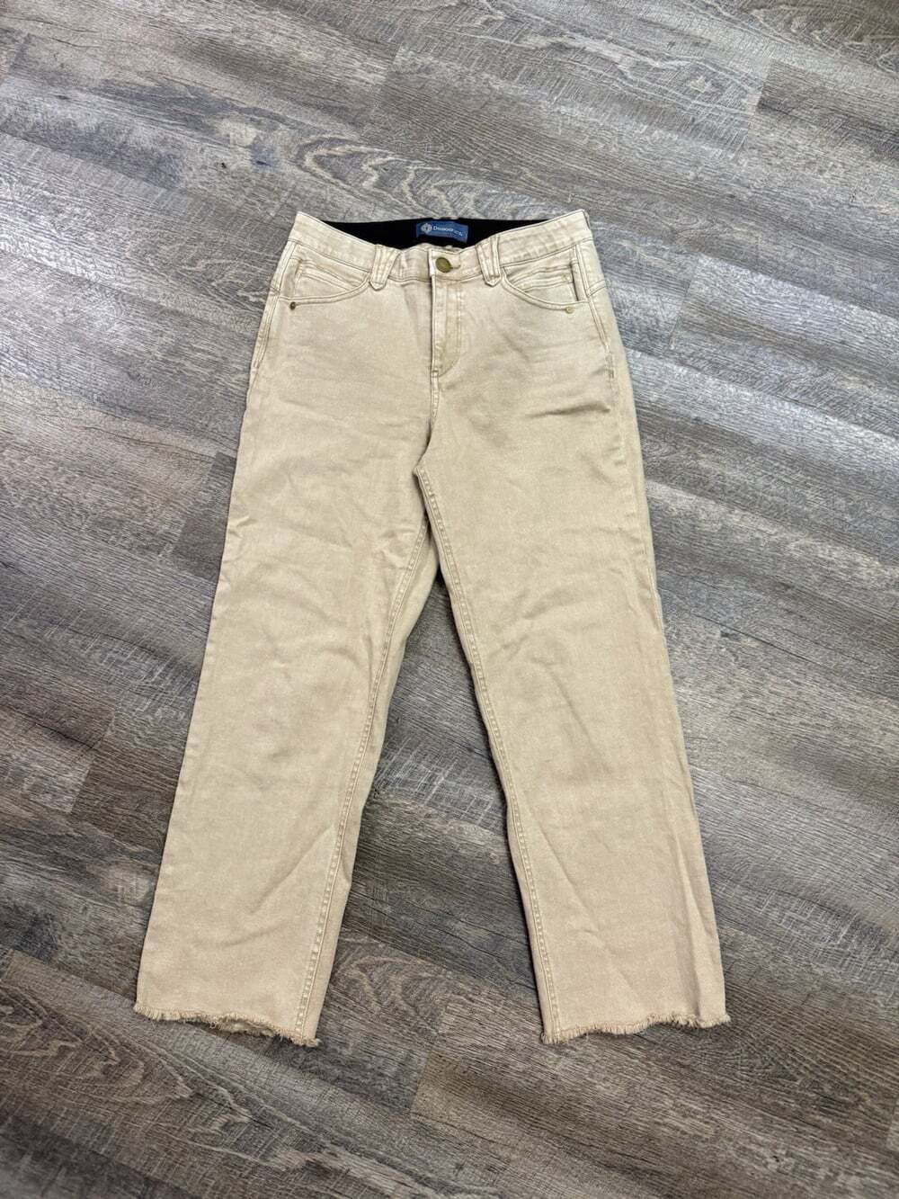 Democracy Womens Size 6 Ab Technology Tan Raw Hem Straight Leg Khaki Jeans